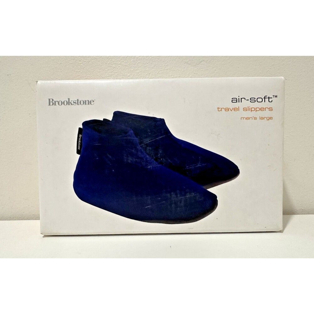 Brookstone air soft navy  travel boot slippers men size Large